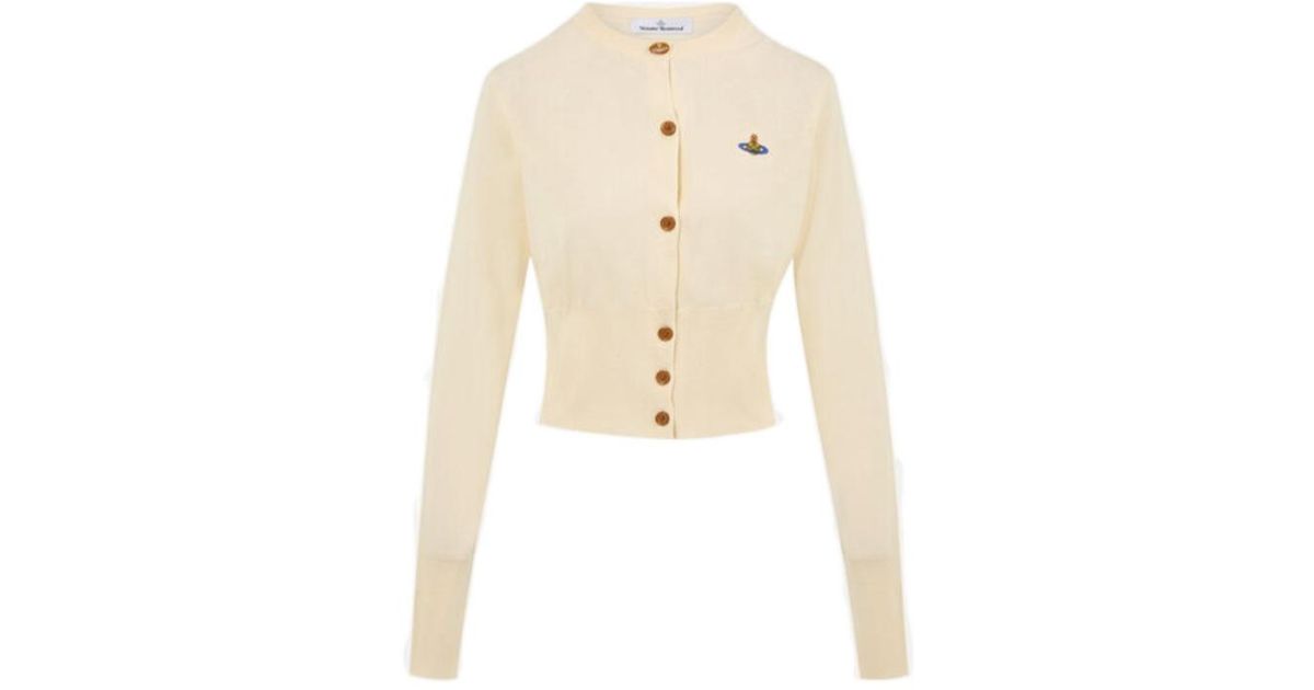 Vivienne Westwood Bea Cropped Cardigan in Natural | Lyst UK