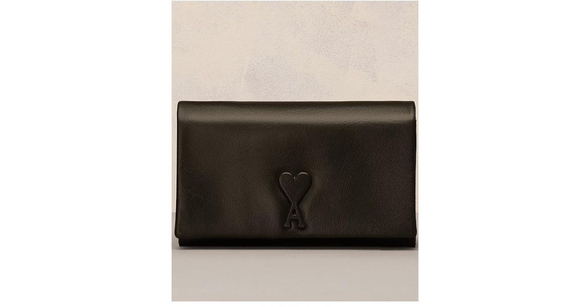Ami Paris Ami De Coeur Logo Plaque Foldover Top Shoulder Bag