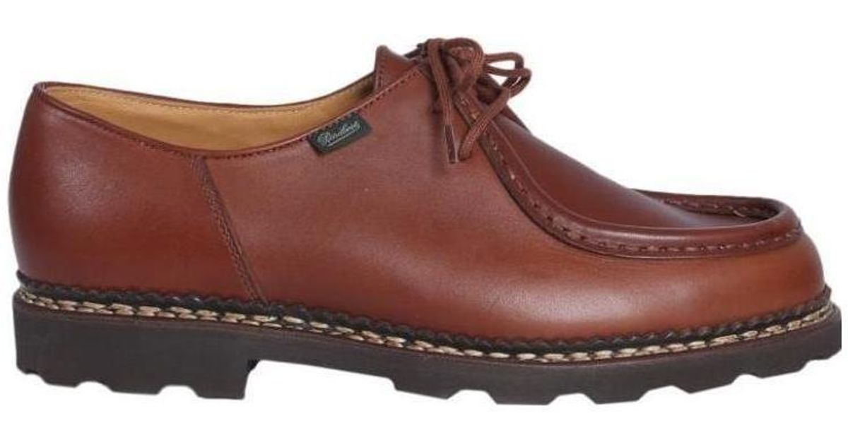 Paraboot Men’s Brown Leather Moc-Toe Lace Slip-Ons ParabootBahamasLisseAmerica-1.  main image 4