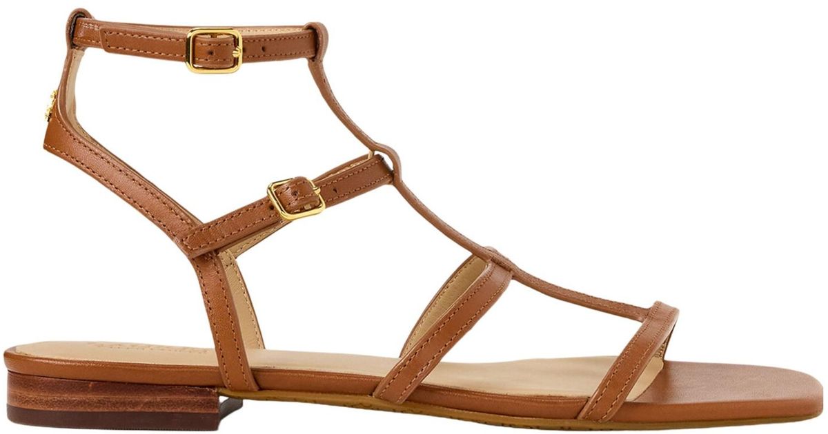 Polo Ralph Lauren Square Toe Flat Sandals In Brown Lyst polo-ralph-lauren-square-toe-flat-sandals-in-brown-lyst