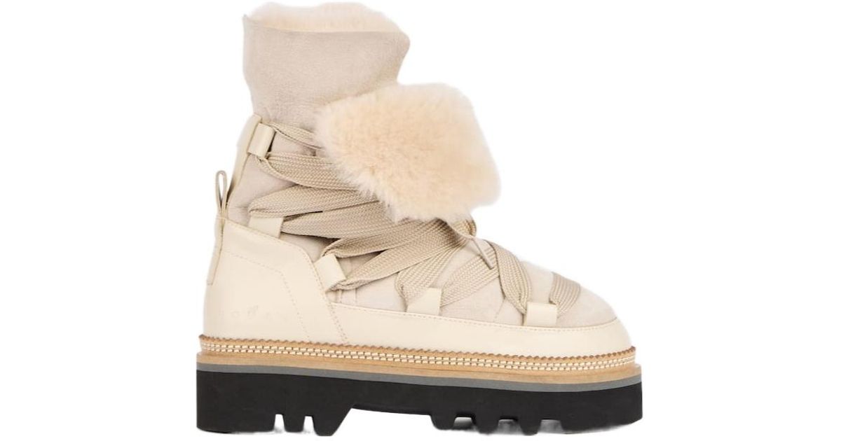 H675 Hogan H675 Lace-Up Boots in Natural | Lyst