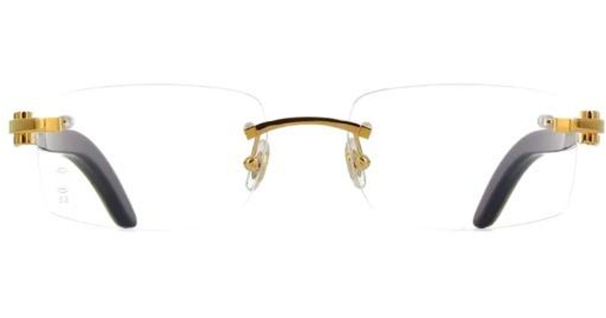 Cartier Rimless Rectangular Frame Glasses in White for Men | Lyst UK