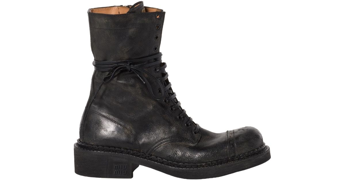 Miu short Boots Umber Brown Calfskin