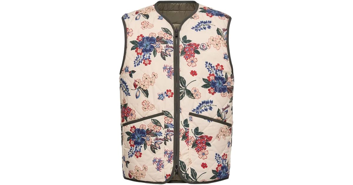 Moncler Franqui Reversible Floral Down Vest for Men | Lyst
