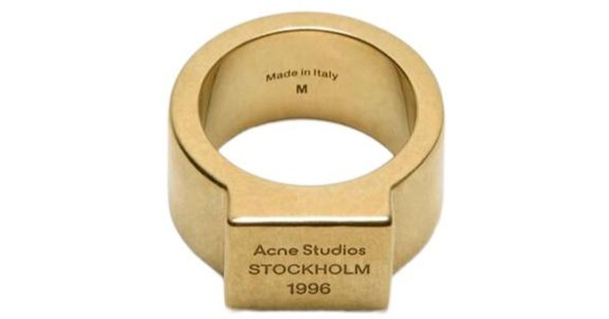Acne Studios Logo-Engraved Square-Face Ring in Metallic | Lyst