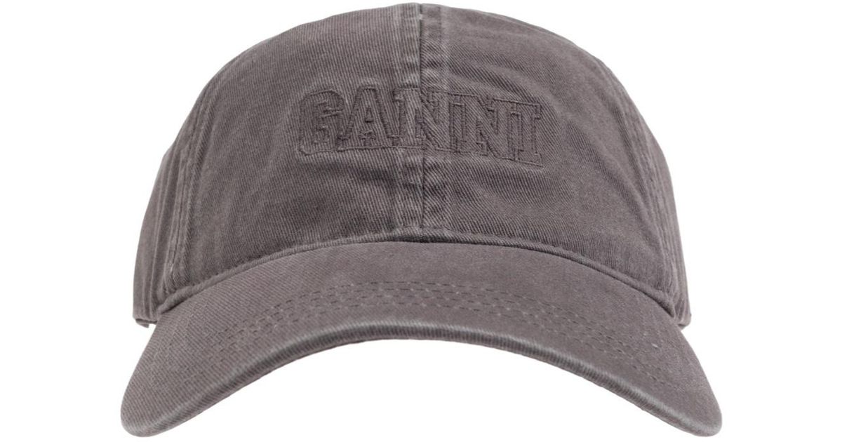 Ganni Letter Hat in Gray | Lyst