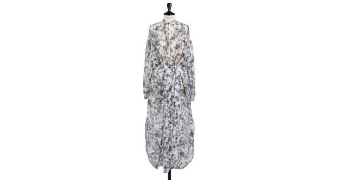 Dior Belted Mid-Length Dress in White | Lyst