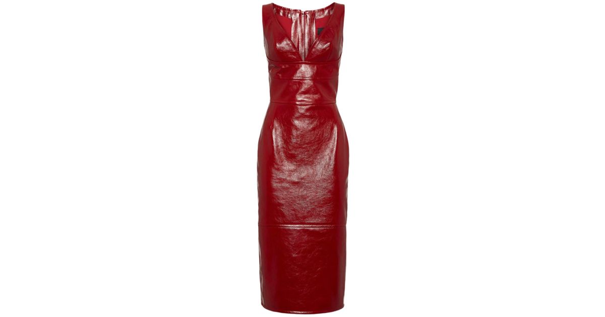 dsquared leather dress NWT $3450 Dsquared2 Dsquared Mercy Falls Ruched Leather Trim Bandage Dress 42
