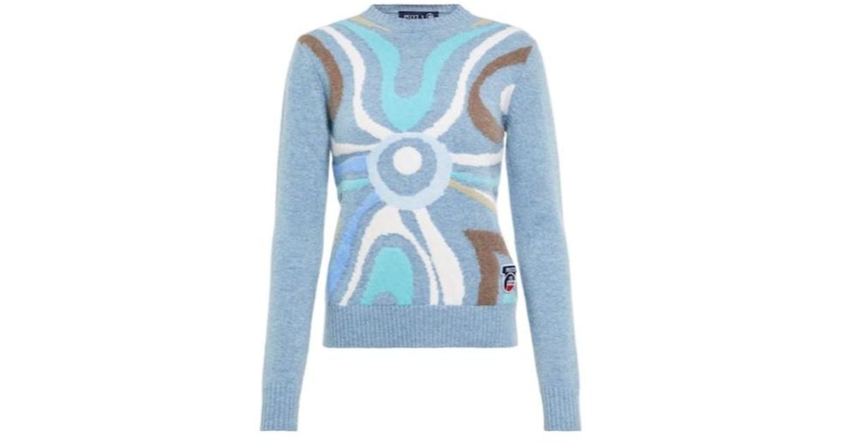PUCCI High-Neck Knit Sweater in Blue | Lyst