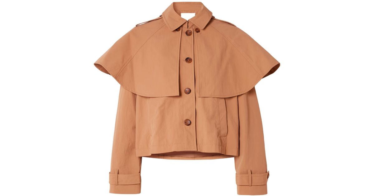 Ulla Johnson River Cape-Effect Crinkled-Shell Jacket in Brown | Lyst
