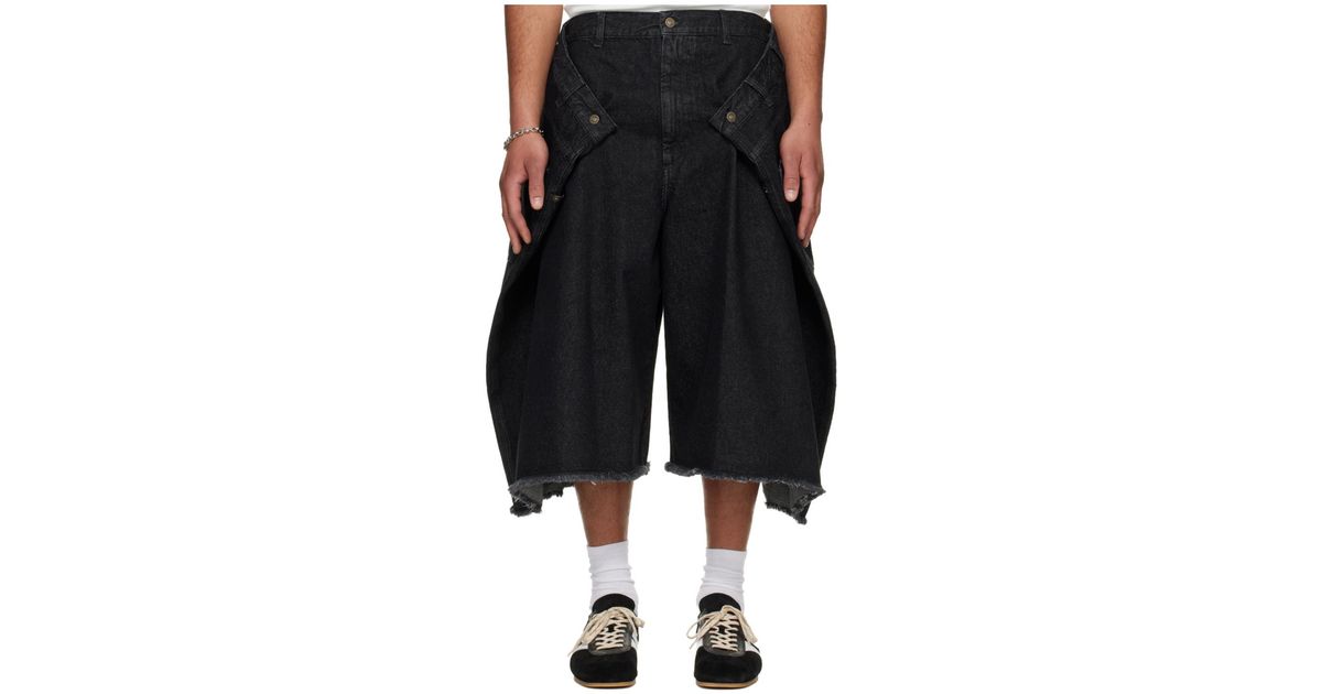 Lu'u Dan Maxi Belt Loop Denim Shorts in Black for Men | Lyst UK