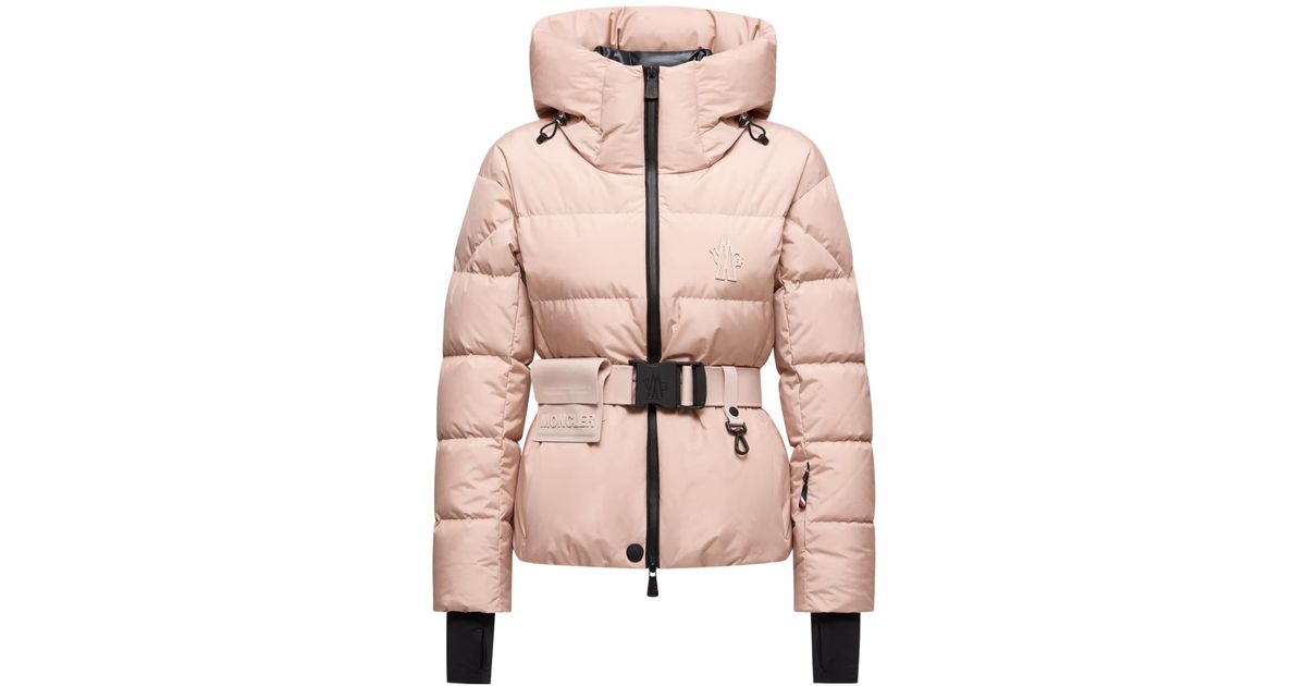Moncler Grenoble Buckled Waist Padded Jacket in Pink | Lyst