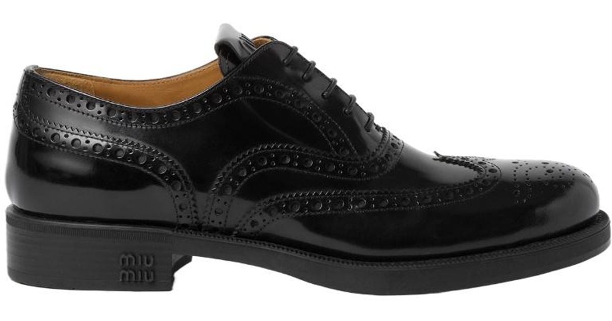 Miu Miu Church's X Brushed Leather Oxford Brogue Shoes in