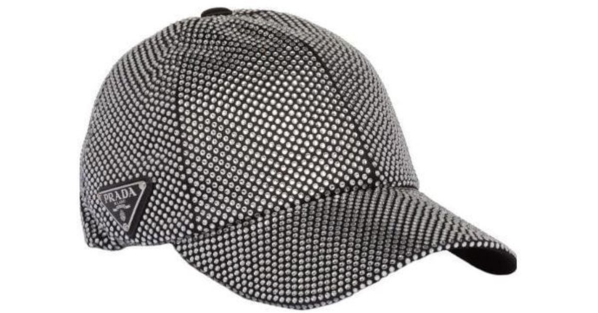 Prada Duchesse Baseball Cap With Crystals in Gray | Lyst
