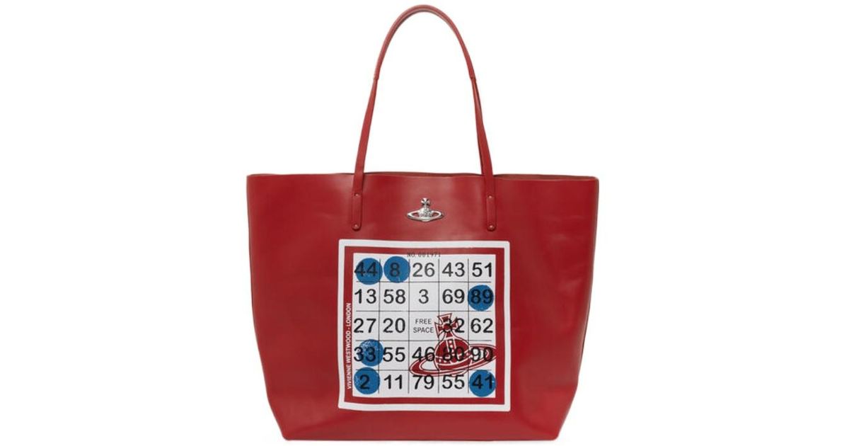 Vivienne Westwood Bingo-Print Orb-Embellishment Tote Bag in Red | Lyst