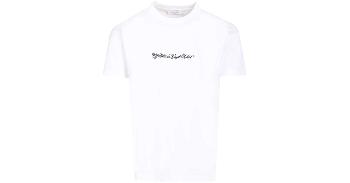 Off Script Merch Ad Off-White c/o Virgil Abloh Script Arrow Crewneck T-Shirt in White for ...