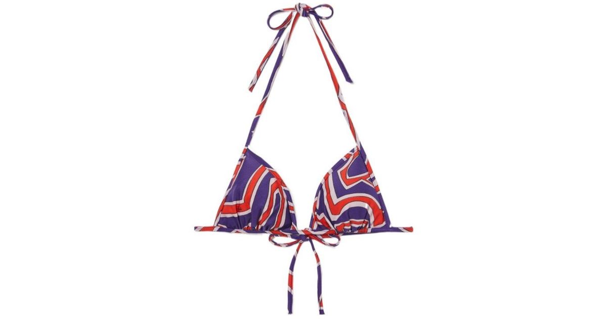 PUCCI Pucci Labirinto Print Triangle Bikini Top in Red | Lyst