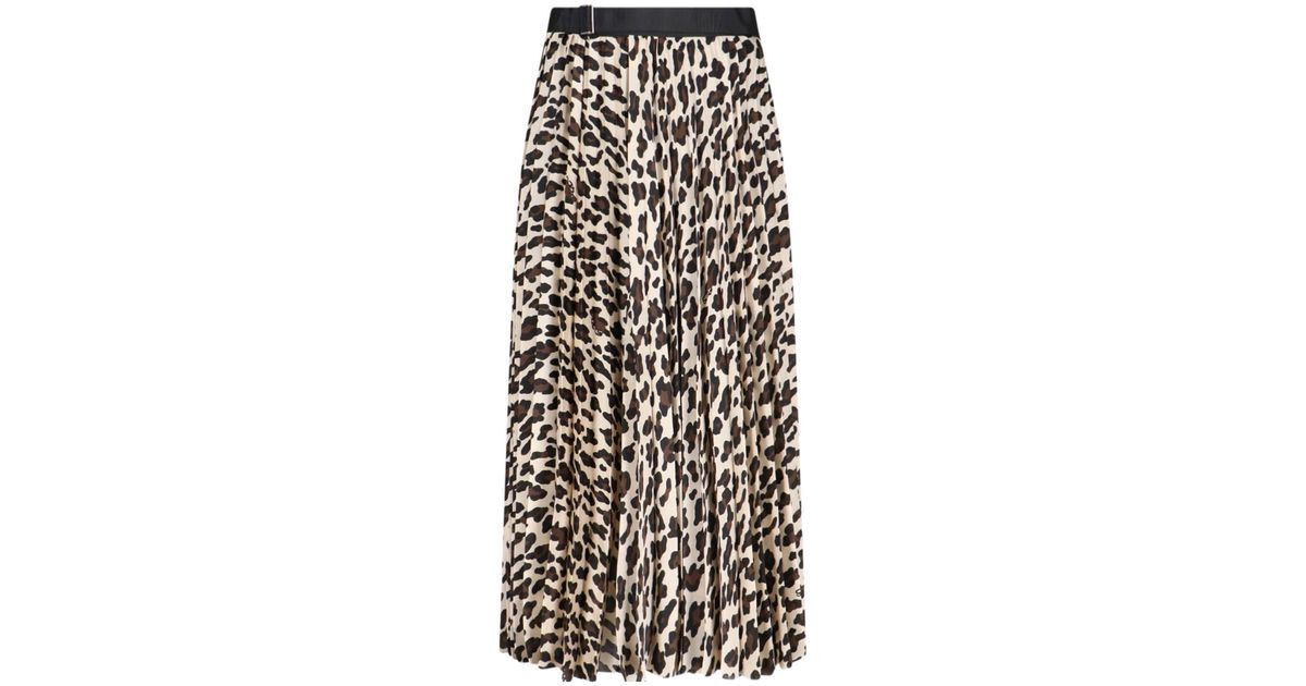 Sacai Leopard Print Skirt in White | Lyst