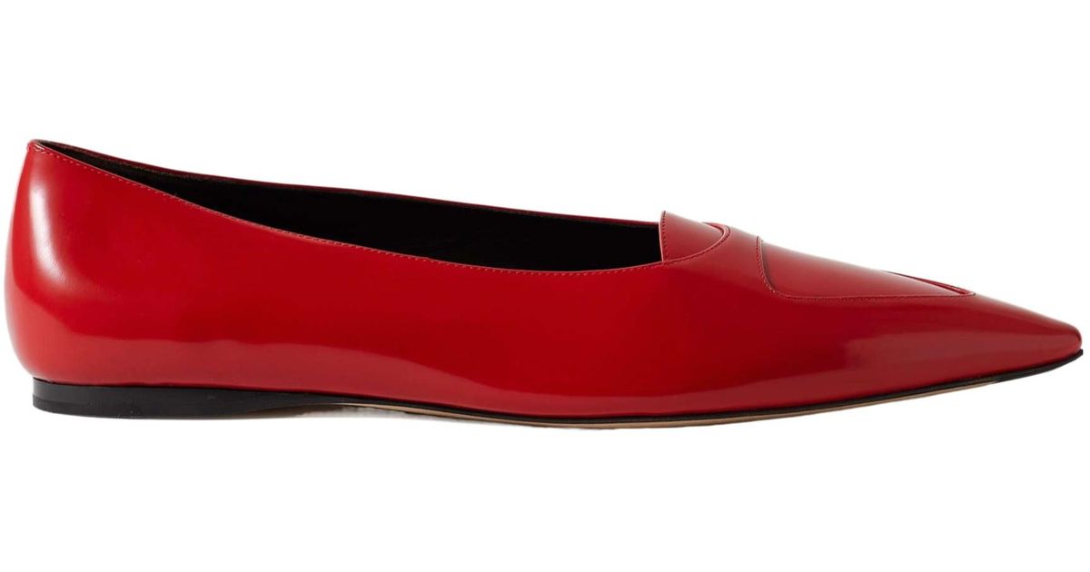 The Row Pointed Toe Ballet Flats in Red | Lyst