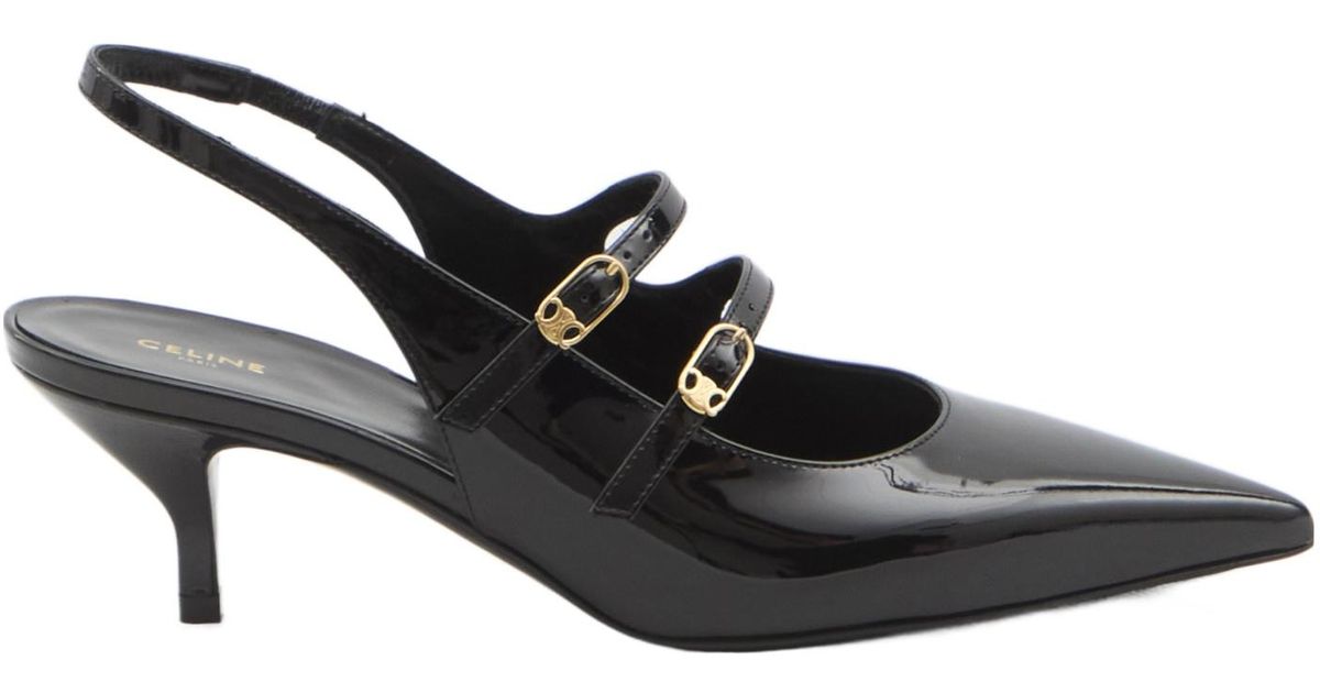Celine Judy Double Strap Mary Jane Slingback in Black | Lyst