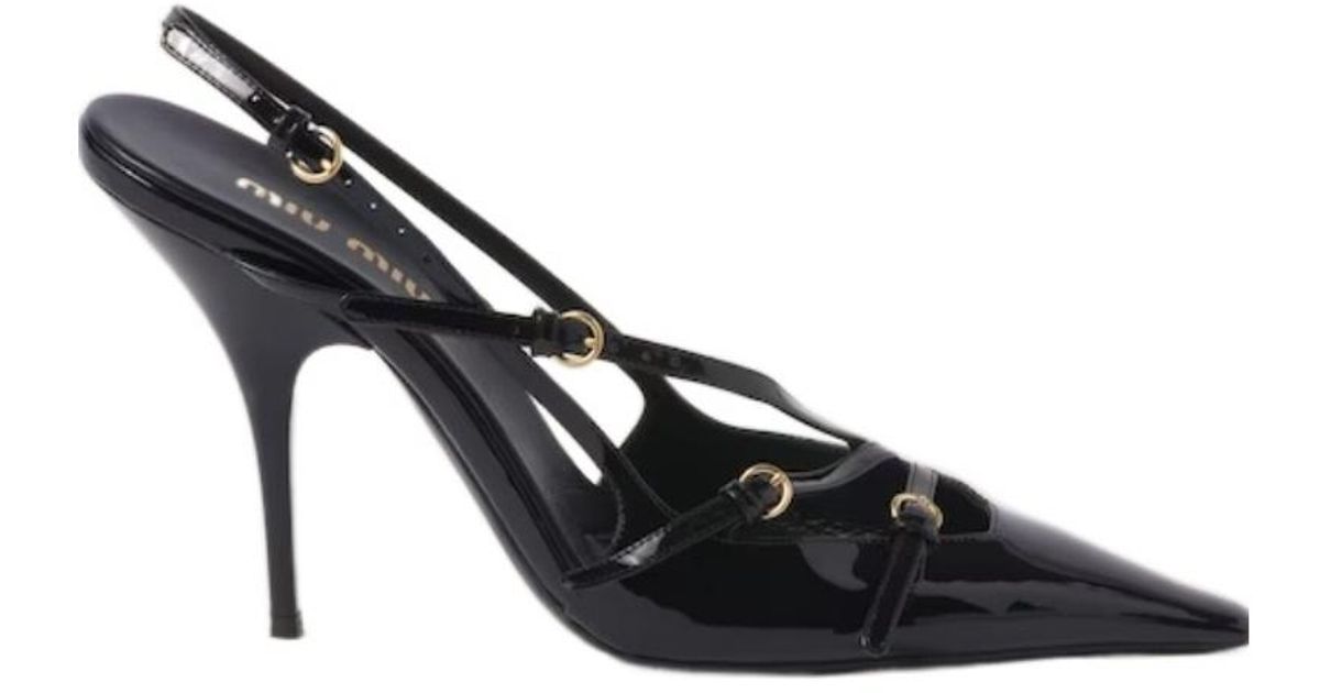 Miu Miu High Heels With Buckle Heels in Black | Lyst