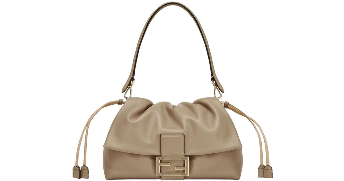 Fendi Mamma Baguette Drawstring Shoulder Bag in Natural | Lyst