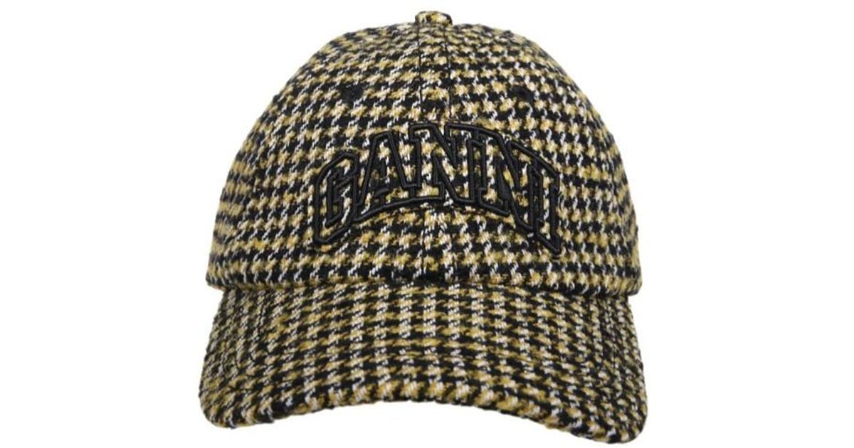 Ganni Checked Logo Baseball Cap in Green | Lyst
