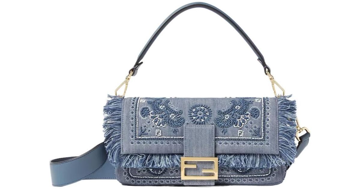 ハンドバッグ Fendi Fendi Embroidered Denim Medium By The Way Crossbody Ba Fendi - By The Way Boston denim mini bag Denim - The Corner