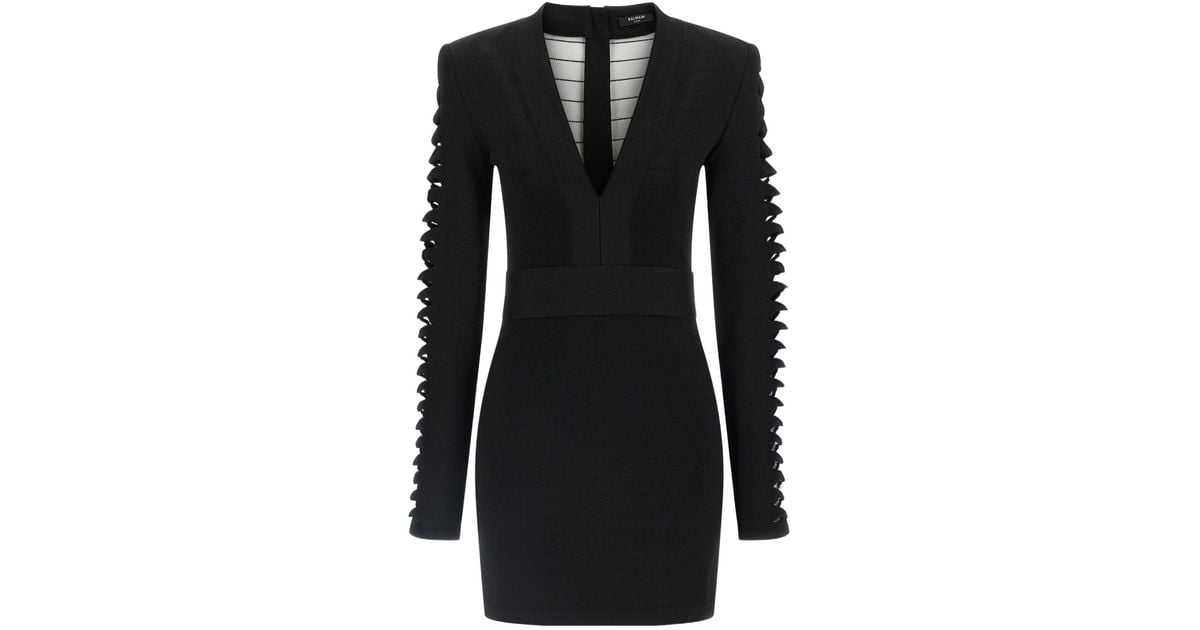 Balmain Cut-Out Mini Dress in Black | Lyst