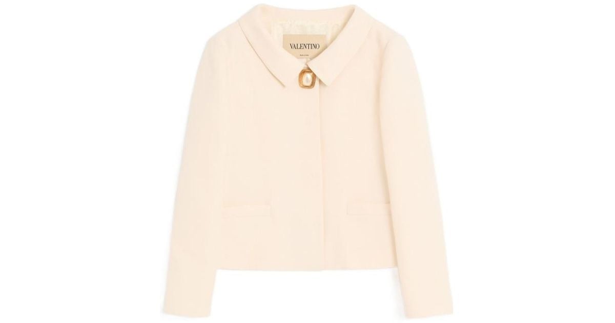 Red Jacket Normal Valentino Wool Long-Sleeve Casual Jacket in White | Lyst