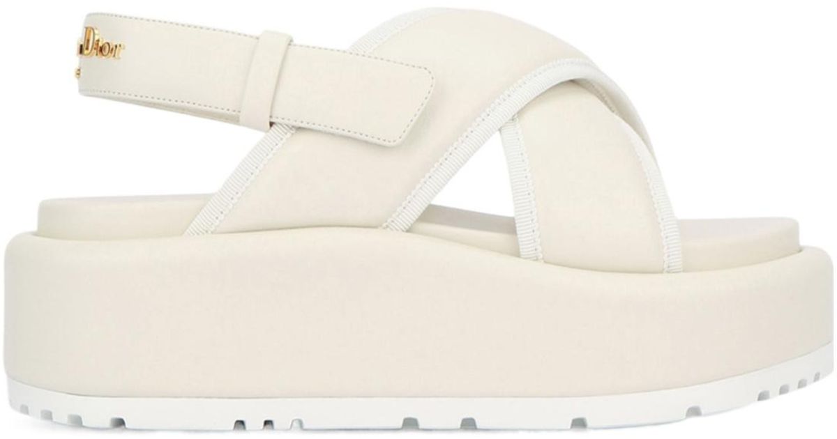 Dior D-Lane Platform Sandal in White | Lyst