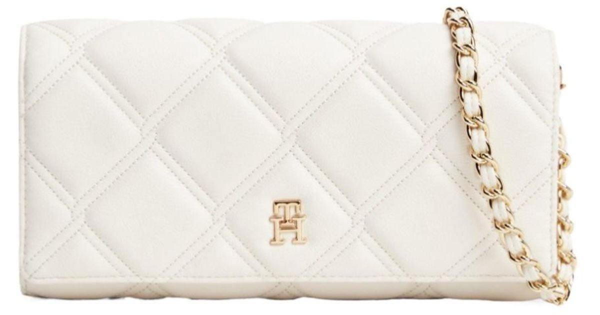 Tommy Hilfiger Diamond-Pattern Long-Chain Bag in White | Lyst UK