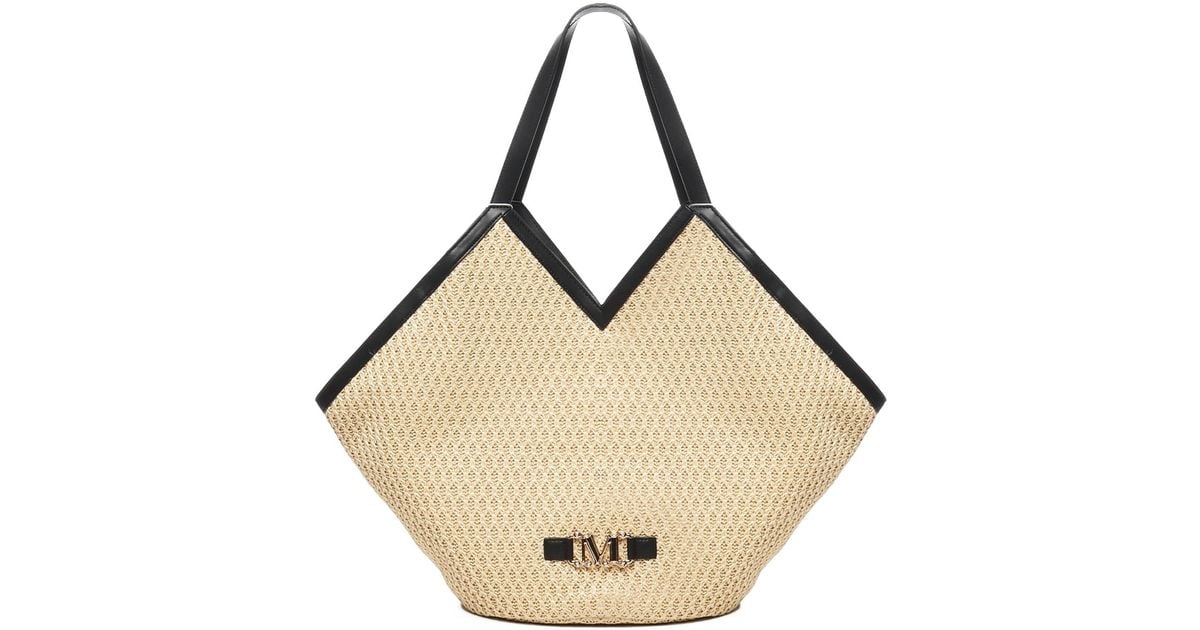 【MAX MARA】LUIGIBEACH TOTE BAG Max Mara Luigi leather-trimmed raffia tote bag Max Mara