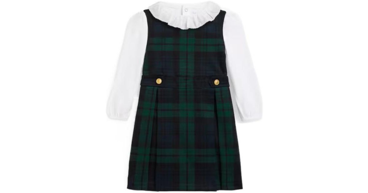 Polo Ralph Lauren Pleated Plaid Dress in Green | Lyst