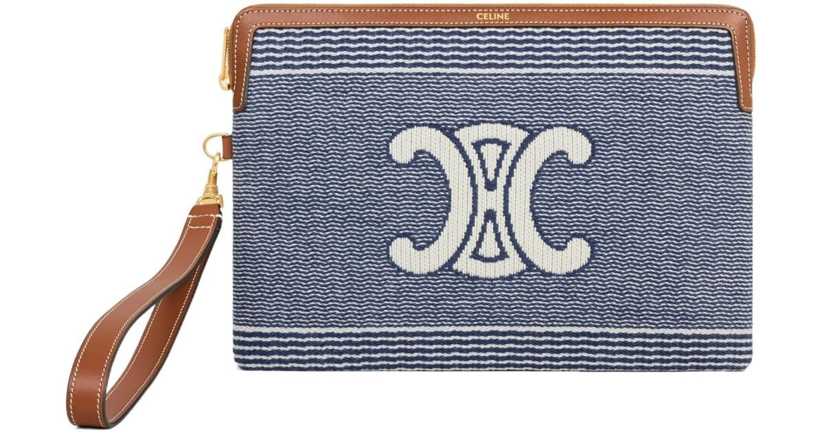 Celine Small Pouch With Strap in Blue | Lyst