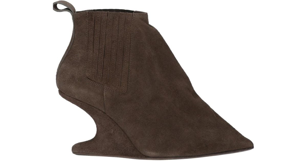 Rick Owens Suede Chelsea Boots in Brown | Lyst