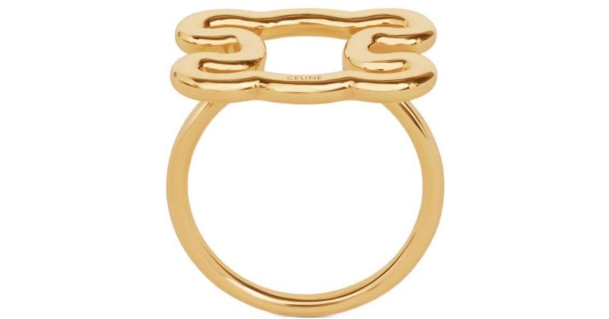 Celine Triomphe Frame Large Ring in Metallic | Lyst