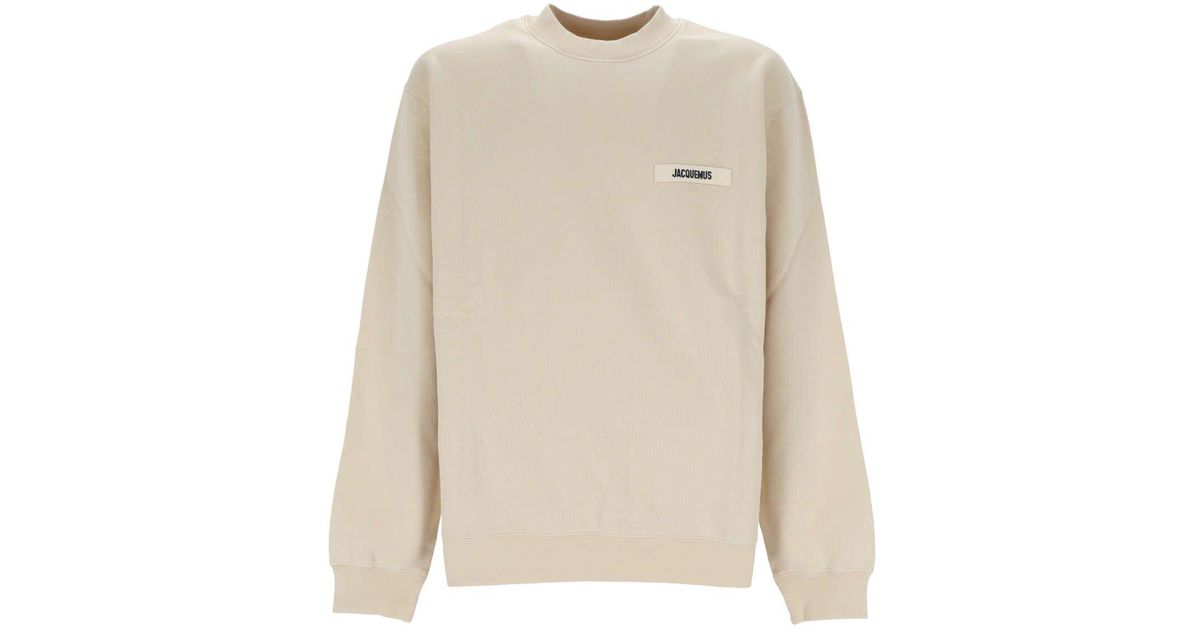 Jacquemus Logo Patch Crewneck Sweatshirt in Natural for Men