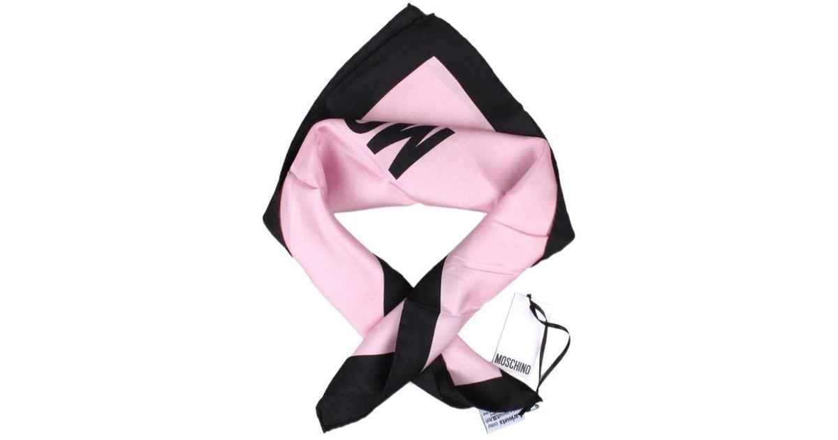 Moschino Logo Letter Question Mark Printed Silk Scarf in Pink for Men ...