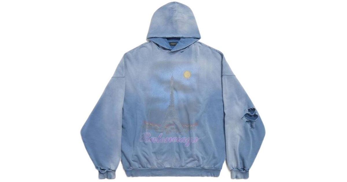 Balenciaga Oversized Paris Moon Hoodie in Blue for Men | Lyst