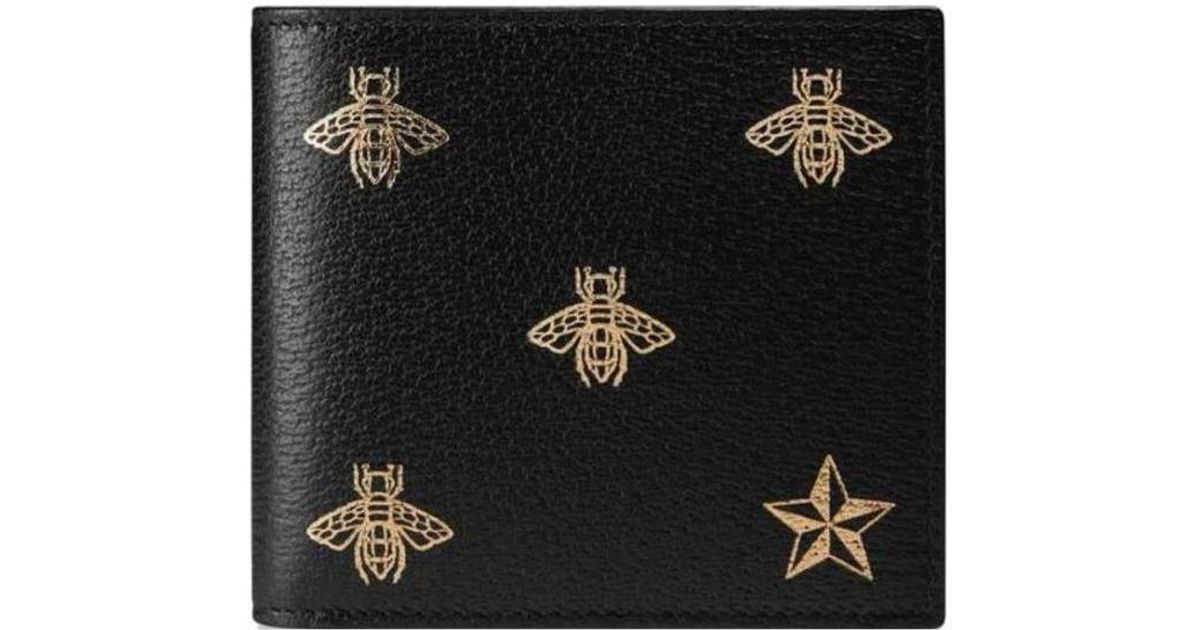 Gucci Bee Star Wallet in Black for Men | Lyst