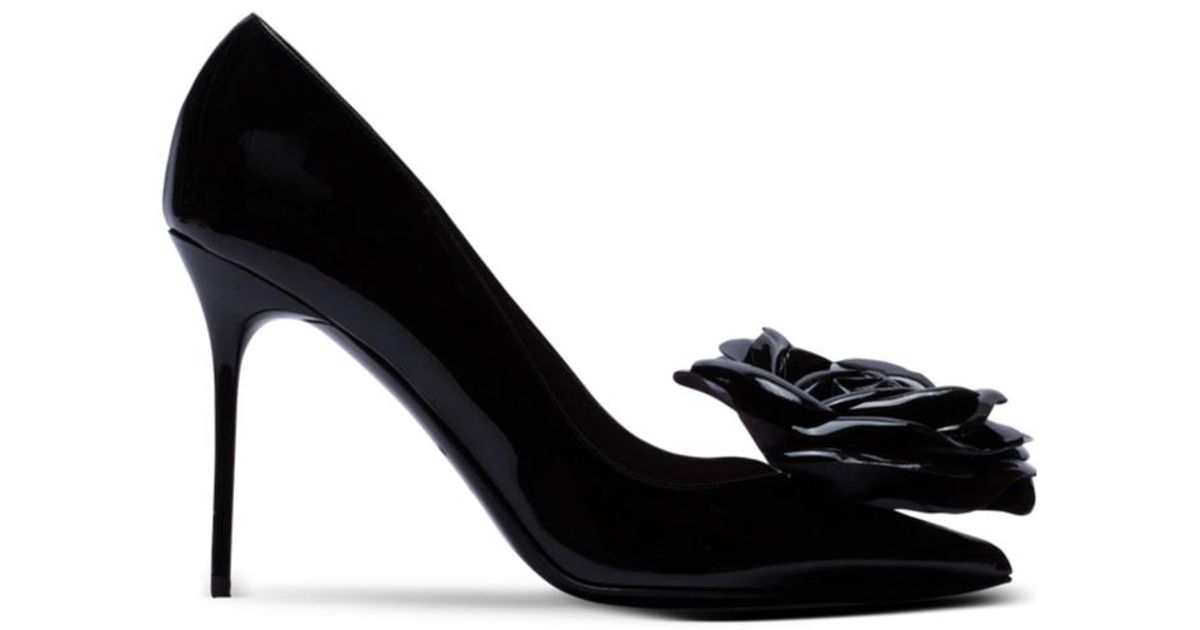 BALMAIN 25S RUBY BLACK HEELED SANDALS 95MM IN PATENT CALFSKIN