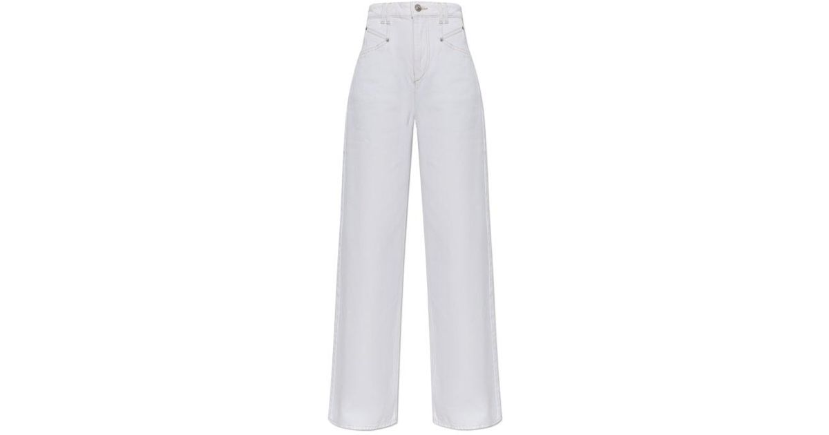 Demin Loop Isabel Marant Belt Loop Denim Trousers in White | Lyst
