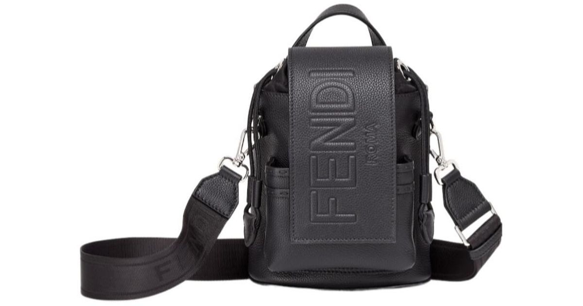 fendi mini monogram backpack BROWN print dyed sheep shearling (Spain) with leather trim Embossed Mini Monogram Backpack Pink
