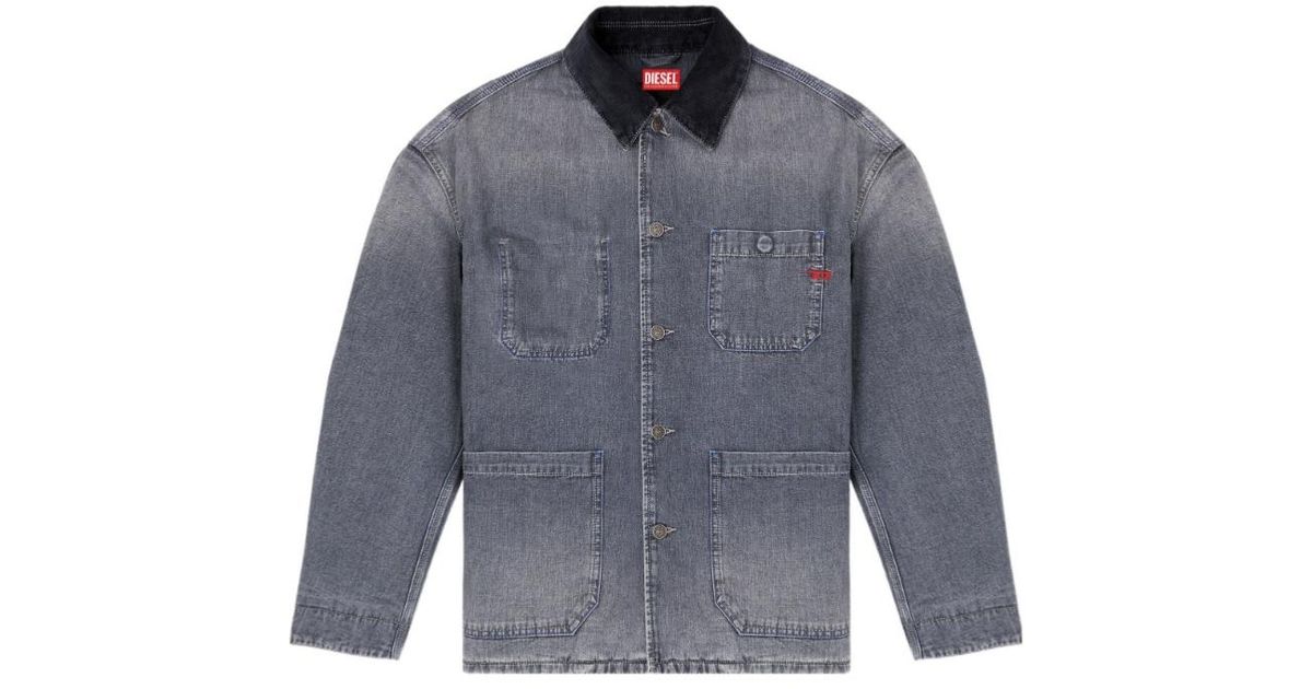 DIESEL D-Stack-U-L Utility Style Denim Jacket in Blue for Men | Lyst