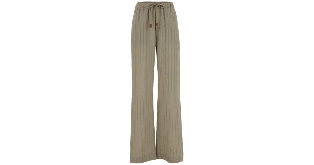 パンツ JACOB COHEN PANTALONE PANT WIDE LEG WAIST JULIANNE Julianne Wide Pants in Taupe Modal and Cupro Fluid Poplin