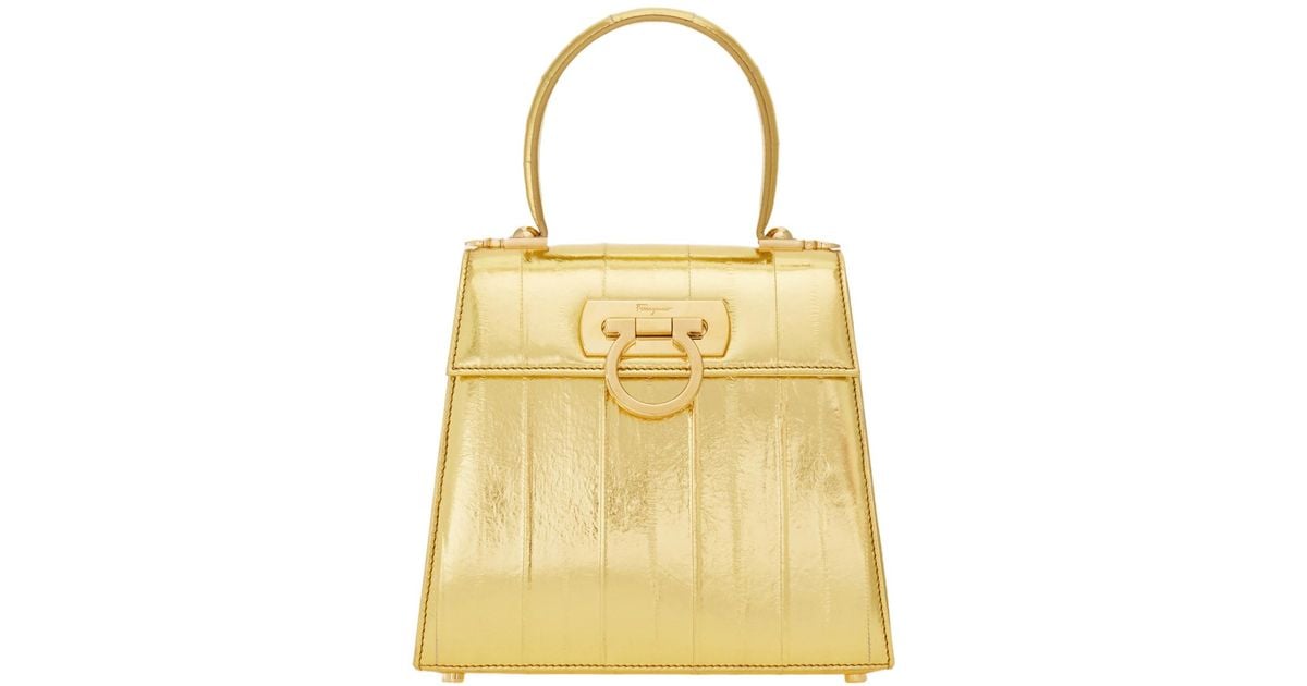 Ferragamo イエロー トートバッグ Ferragamo Iconic Top Handle (S) in Yellow | Lyst