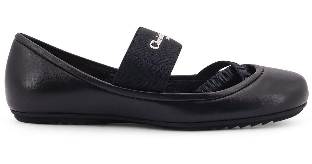 フラットシューズ DIOR Shade leather ballerinas with elastic bands Nero Dior Women Shade Leather Ballerinas With Elastic Bands In