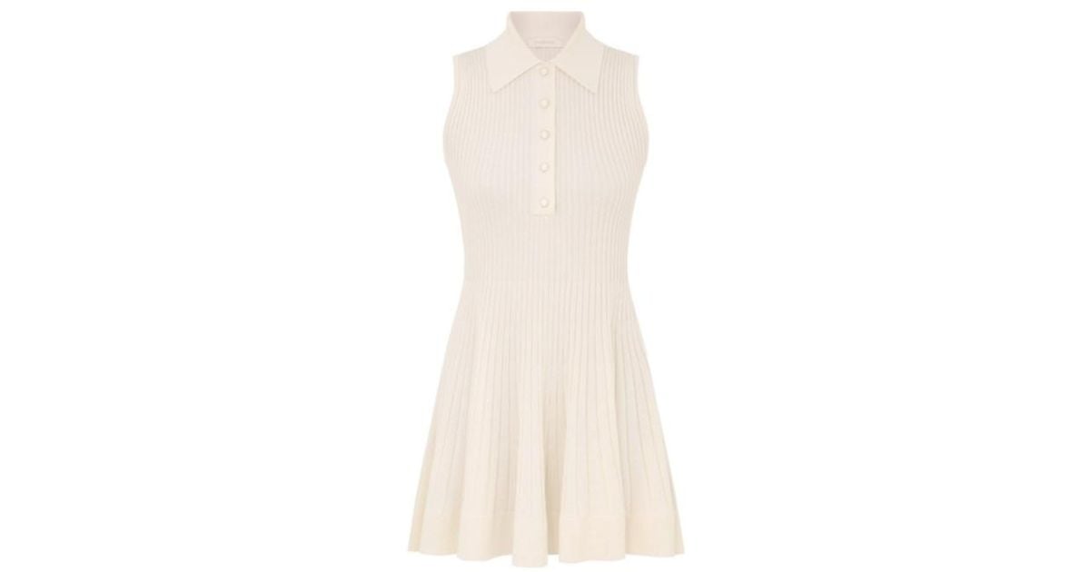zimmermann rib polo mini dress Zimmermann - Cream Ribbed Polo Mini Dress