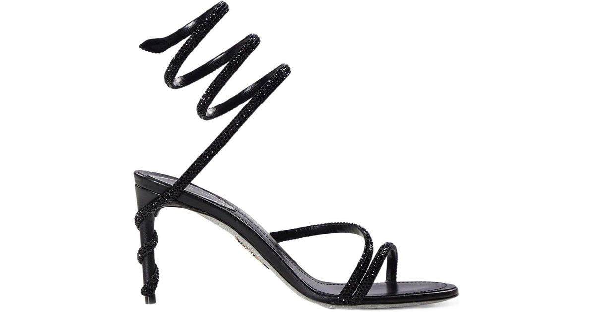 Rane Rene Rene Caovilla René Caovilla Margot Embellished Sandals in Black | Lyst